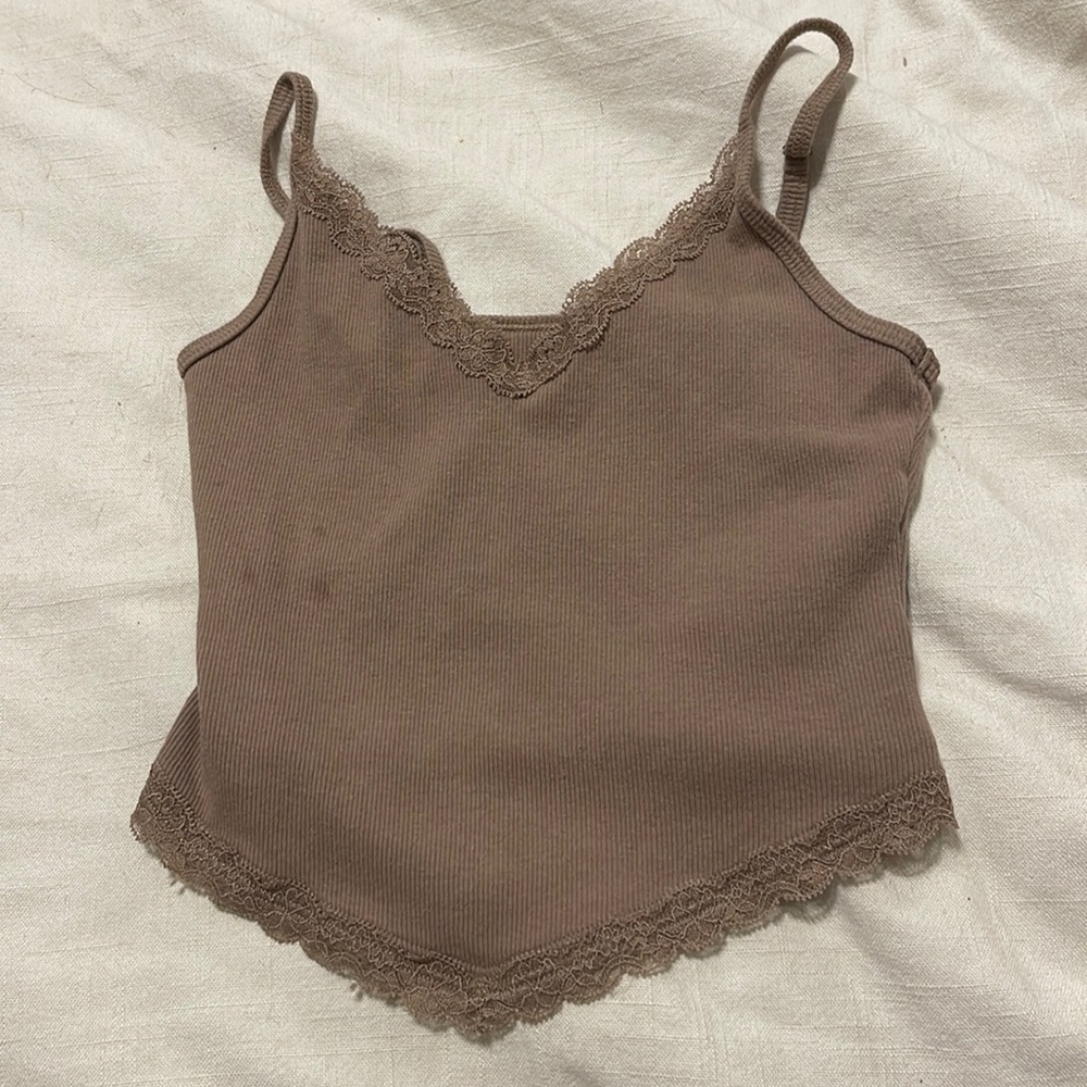 Hollister brown crop top